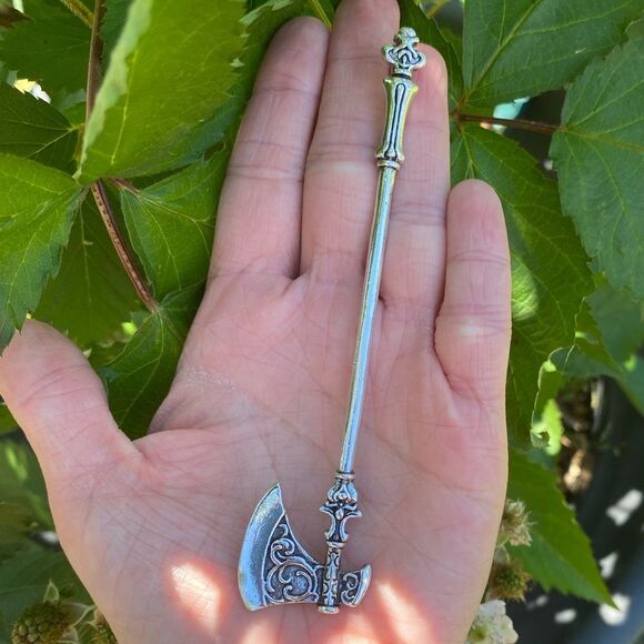Vintage inspired Viking Ace Hair Accessory Ornate Silver Tone Decorative New - Picture 5 of 5